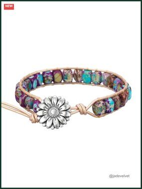 Boho Handmade Natural Stone Crystal Leather Wrap Bracelet